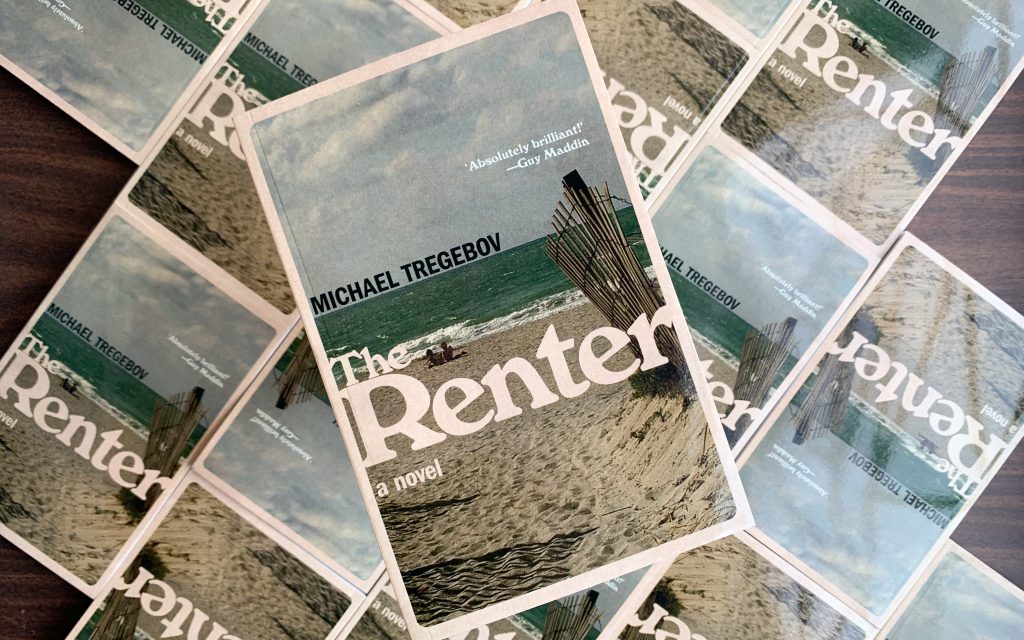 A tiled background of copies of The Renter with a single copy in the foreground. 